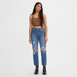 Levi's Wedgie Straight Fit Ripped Blue Jeans